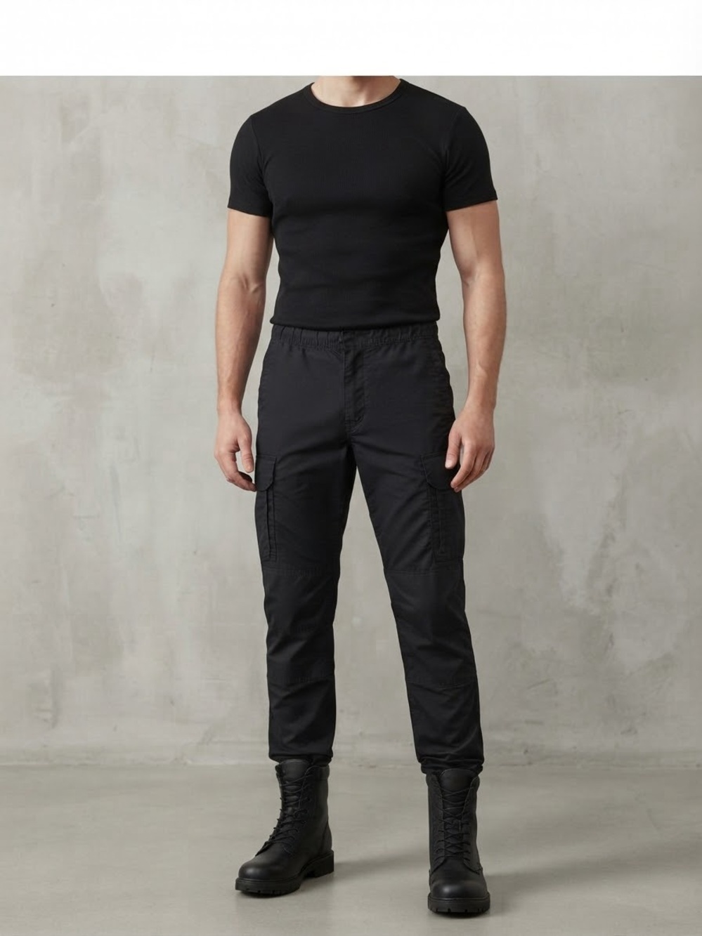 H&M Black Cargo Pants with Elastic Waist